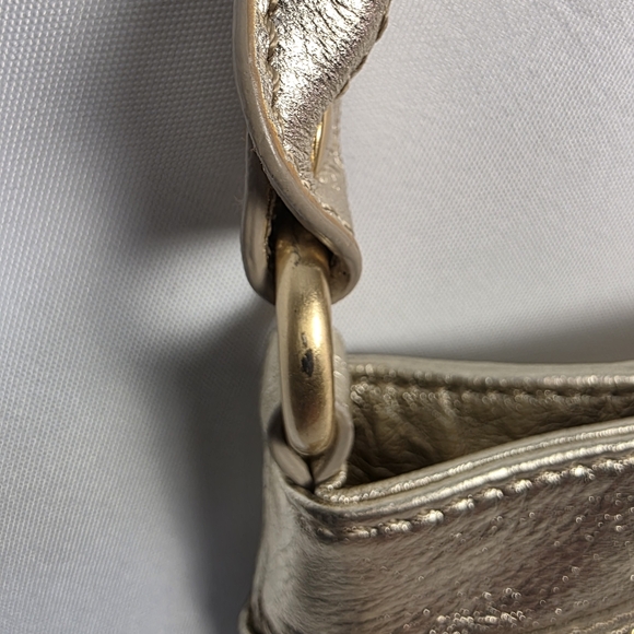 ✨ B. Makowski Champagne Gold Leather Crossbody 🥂 Metallic Boho Chic Bag ✨ - Picture 15 of 16